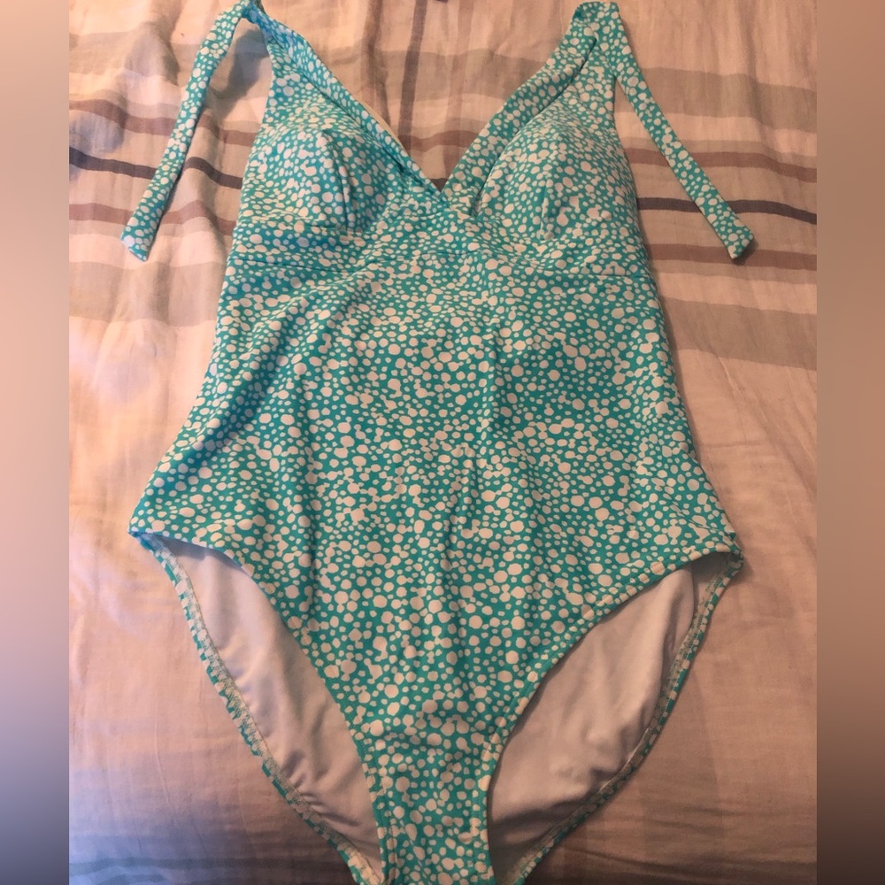 Blue and white bathing suit